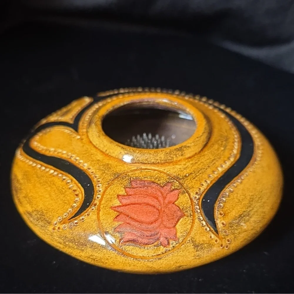 RARE FIND-Ikebana Handmade Ceramic Lotus Flower Vase Signed